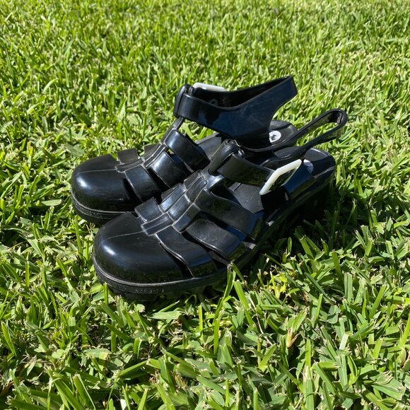 JuJu & Co. Jelly Black Sandal Chunky Heels With Buckle Strap Women's 6 / UK 4 - Picture 4 of 4